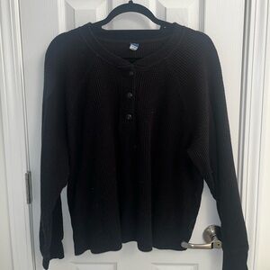 Old Navy Plush Tee Sweater - Black - Large